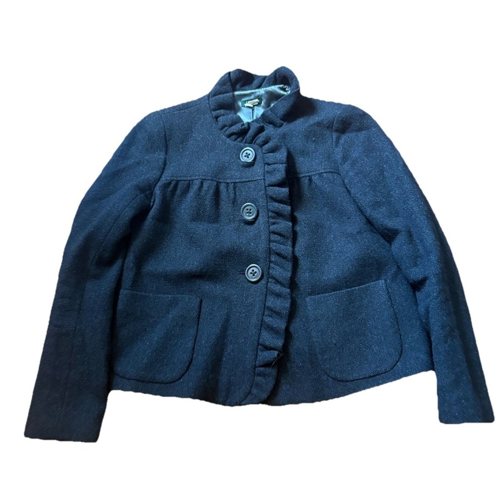 J.‎ Crew 100% Wool Woman's Black Jacket Size 0 Buttons Pockets